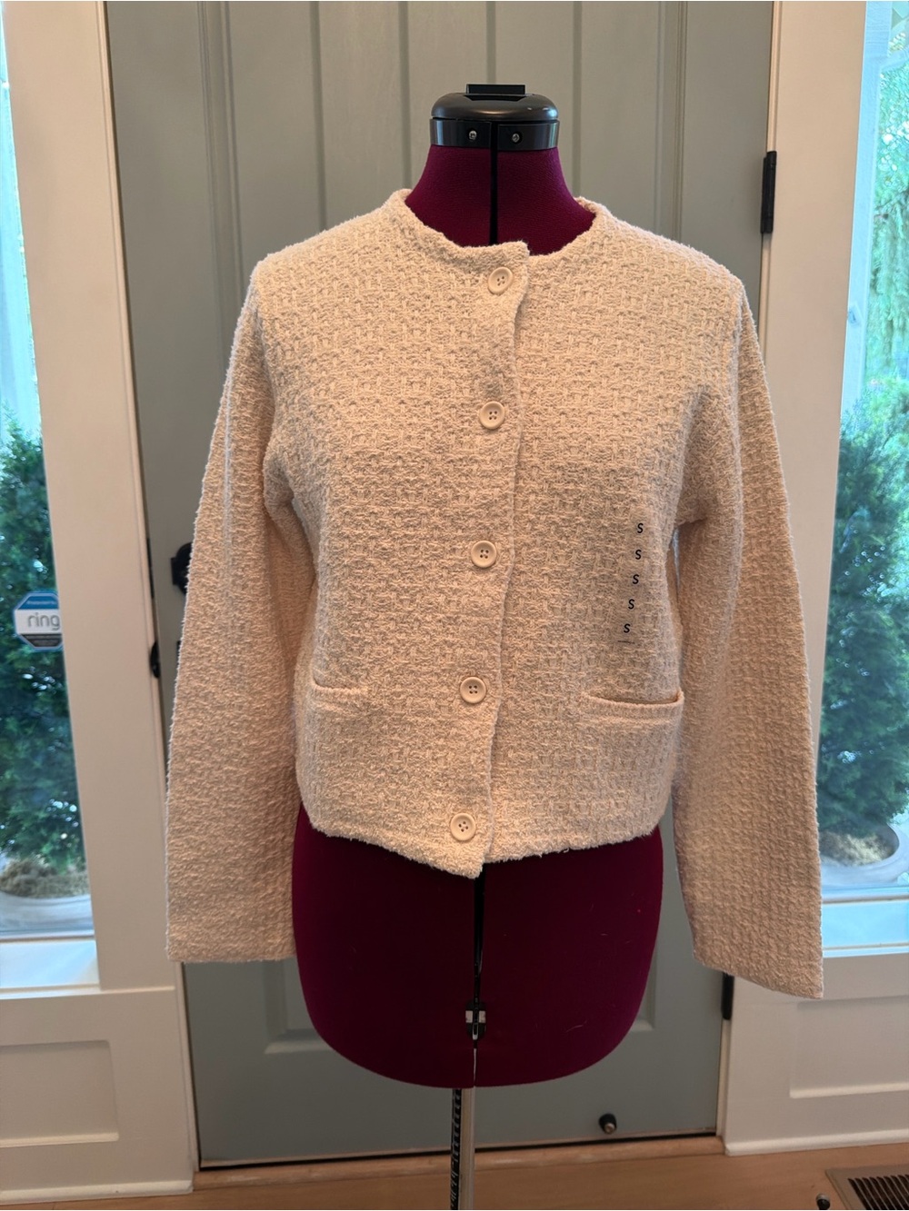 Uniqlo Cream Bouclé Button-Front Cardigan